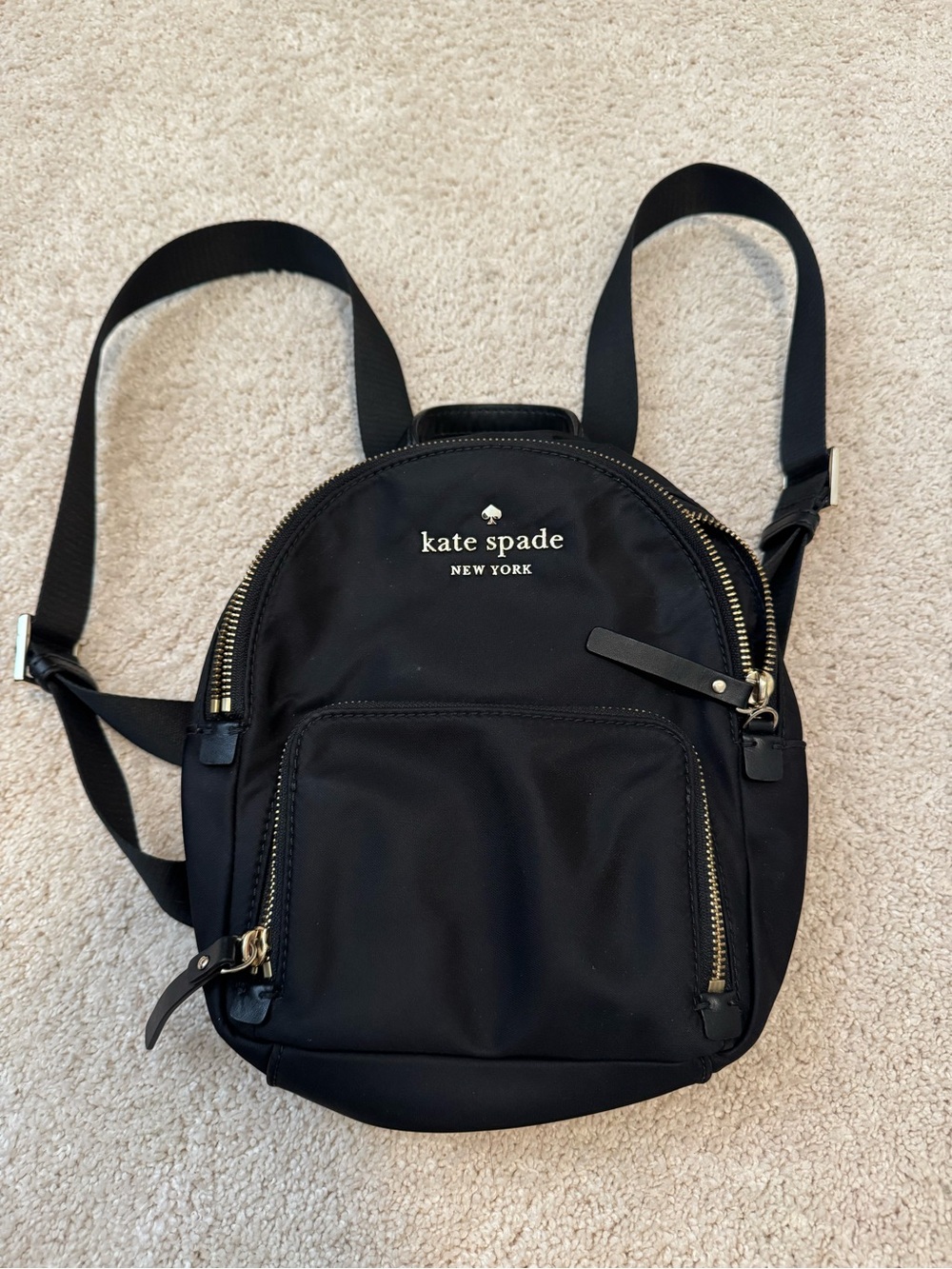 kate spade Black Mini Backpack with Gold Hardware